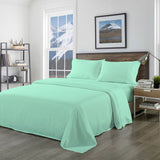 Royal Comfort Bamboo Blended Sheet & Pillowcases Set 1000TC Ultra Soft Bedding - King - Green - Front View