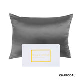 Royal Comfort Pure Silk Pillow Case 100% Mulberry Silk Hypoallergenic Pillowcase - Charcoal - Close-Up Angle