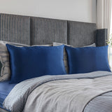 Royal Comfort Pure Silk Pillow Case 100% Mulberry Silk Hypoallergenic Pillowcase - Navy - 45-Degree Angle