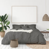 Balmain 1000 Thread Count Hotel Grade Bamboo Cotton Quilt Cover Pillowcases Set - Queen - Pewter - Front View