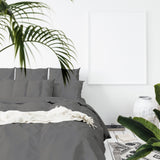 Balmain 1000 Thread Count Hotel Grade Bamboo Cotton Quilt Cover Pillowcases Set - Queen - Pewter - Rear View