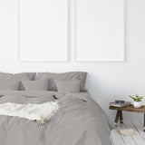 Balmain 1000 Thread Count Hotel Grade Bamboo Cotton Quilt Cover Pillowcases Set - Queen - Dove - Front View