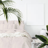 Balmain 1000 Thread Count Hotel Grade Bamboo Cotton Quilt Cover Pillowcases Set - King - Blush - Close-Up Angle