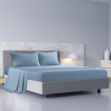 Royal Comfort 1000TC Hotel Grade Bamboo Cotton Sheets Pillowcases Set Ultrasoft - Double - Blue Fog - Front View