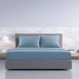 Royal Comfort 1000TC Hotel Grade Bamboo Cotton Sheets Pillowcases Set Ultrasoft - Double - Blue Fog - Side View