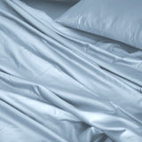 Royal Comfort 1000TC Hotel Grade Bamboo Cotton Sheets Pillowcases Set Ultrasoft - Double - Blue Fog - Close-Up Angle