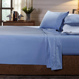 Royal Comfort 250TC Organic 100% Cotton Sheet Set 4 Piece Luxury Hotel Style - Double - Indigo - Front View