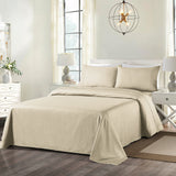 Royal Comfort Cooling Bamboo Blend Sheet Set Striped 1000 Thread Count Pure Soft - Queen - Sand - Front View