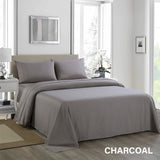 Royal Comfort 1200 Thread Count Sheet Set 4 Piece Ultra Soft Satin Weave Finish - King - Charcoal - Rear View