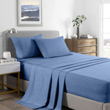 Royal Comfort 2000 Thread Count Bamboo Cooling Sheet Set Ultra Soft Bedding - Double - Denim - Front View