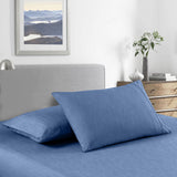 Royal Comfort 2000 Thread Count Bamboo Cooling Sheet Set Ultra Soft Bedding - Queen - Denim - Side View