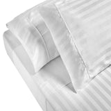 Royal Comfort 1200TC Sheet Set Damask Cotton Blend Ultra Soft Sateen Bedding - Queen - White - Side View