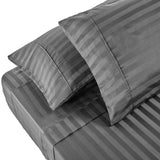 Royal Comfort 1200TC Sheet Set Damask Cotton Blend Ultra Soft Sateen Bedding - Queen - Charcoal Grey - Side View