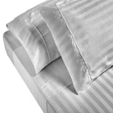 Royal Comfort 1200TC Sheet Set Damask Cotton Blend Ultra Soft Sateen Bedding - Queen - Silver - Side View