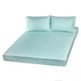 Royal Comfort 1200TC Soft Sateen Damask Stripe Cotton Blend Sheet Pillowcase Set - Queen - Mist - Side View