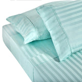 Royal Comfort 1200TC Soft Sateen Damask Stripe Cotton Blend Sheet Pillowcase Set - Queen - Mist - Top-Down View