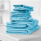 Royal Comfort Eden Egyptian Cotton 600GSM 8 Piece Luxury Bath Towels Set - Aqua - Front View