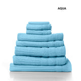 Royal Comfort Eden Egyptian Cotton 600GSM 8 Piece Luxury Bath Towels Set - Aqua - 45-Degree Angle