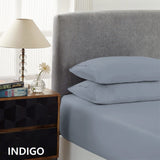 Royal Comfort 1500 Thread Count Cotton Rich Sheet Set 3 Piece Ultra Soft Bedding - Double - Indigo - 45-Degree Angle