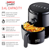 Kitchen Couture Air Fryer Healthy Food No Oil Cooking Recipe 3.4L Capacity Black - Top-Down View