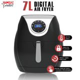 Kitchen Couture Digital Air Fryer 7L LED Display Low Fat Healthy Oil Free Black - Front View