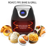 Kitchen Couture Digital Air Fryer 7L LED Display Low Fat Healthy Oil Free Black - Side View