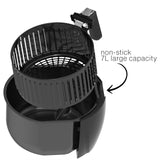 Kitchen Couture Digital Air Fryer 7L LED Display Low Fat Healthy Oil Free Black - 45-Degree Angle