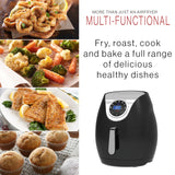 Kitchen Couture Digital Air Fryer 7L LED Display Low Fat Healthy Oil Free Black - Rear View