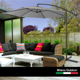 Milano 3M Outdoor Umbrella Cantilever With Protective Cover Patio Garden Shade - Grey - Top-Down View