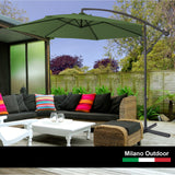 Milano 3M Outdoor Umbrella Cantilever With Protective Cover Patio Garden Shade - Green - Top-Down View