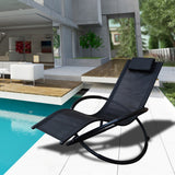 Arcadia Furniture Zero Gravity Portable Foldable Rocking Chair Recliner Lounge - Black - Side View
