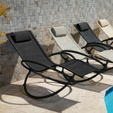 Arcadia Furniture Zero Gravity Portable Foldable Rocking Chair Recliner Lounge - Black - 45-Degree Angle
