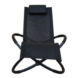 Arcadia Furniture Zero Gravity Portable Foldable Rocking Chair Recliner Lounge - Black - Front View