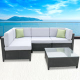 Milano 5 Piece Wicker Rattan Sofa Set Black Grey Outdoor Lounge Patio Furniture - Extra Image
