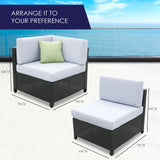Milano 5 Piece Wicker Rattan Sofa Set Black Grey Outdoor Lounge Patio Furniture - Side View