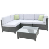 Milano 5 Piece Wicker Rattan Sofa Set Black Grey Outdoor Lounge Patio Furniture - Rear View