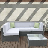 Milano 5 Piece Wicker Rattan Sofa Set Black Grey Outdoor Lounge Patio Furniture - Low Angle