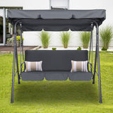 Milano Outdoor Swing Bench Seat Chair Canopy Furniture 3 Seater Garden Hammock - Grey - Front View