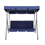 Milano Outdoor Swing Bench Seat Chair Canopy Furniture 3 Seater Garden Hammock - Dark Blue - Front View
