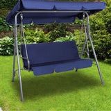Milano Outdoor Swing Bench Seat Chair Canopy Furniture 3 Seater Garden Hammock - Dark Blue - Side View