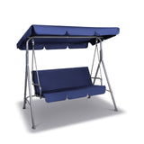 Milano Outdoor Swing Bench Seat Chair Canopy Furniture 3 Seater Garden Hammock - Dark Blue - Top-Down View