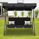 Milano Outdoor Swing Bench Seat Chair Canopy Furniture 3 Seater Garden Hammock - Black - Front View