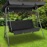 Milano Outdoor Swing Bench Seat Chair Canopy Furniture 3 Seater Garden Hammock - Black - Side View