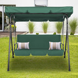 Milano Outdoor Swing Bench Seat Chair Canopy Furniture 3 Seater Garden Hammock - Dark Green - Front View