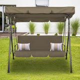 Milano Outdoor Swing Bench Seat Chair Canopy Furniture 3 Seater Garden Hammock - Coffee - Front View
