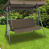 Milano Outdoor Swing Bench Seat Chair Canopy Furniture 3 Seater Garden Hammock - Coffee - Side View