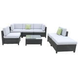 Milano 7 Piece Wicker Rattan Sofa Set Black Grey Outdoor Lounge Patio Furniture - Extra Image