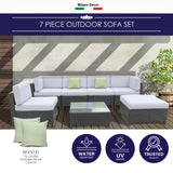 Milano 7 Piece Wicker Rattan Sofa Set Black Grey Outdoor Lounge Patio Furniture - Front View