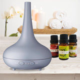 Essential Oil Diffuser Ultrasonic Humidifier Aromatherapy LED Light 200ML 3 Oils - Matte Grey - Front View