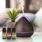 Essential Oils Ultrasonic Aromatherapy Diffuser Air Humidifier Purify 400ML - Dark Wood - Front View